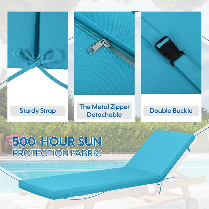 Only choice Outdoor Chaise Lounge Cushion Set of 2, Replacement Seat Cushion - Image 4