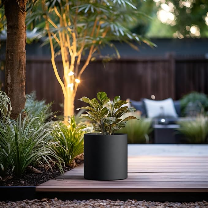 Kante 12.6" Dia Round Concrete Planter, Modern Style Large Cylindrical Plant Pot - Image 2