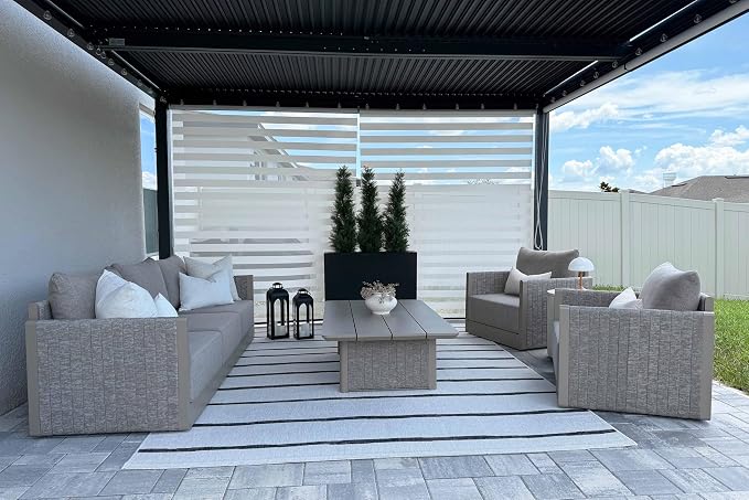 PURPLE LEAF Patio Furniture Set 6 Pieces Outdoor Conversation Sets PP Rope - Image 2