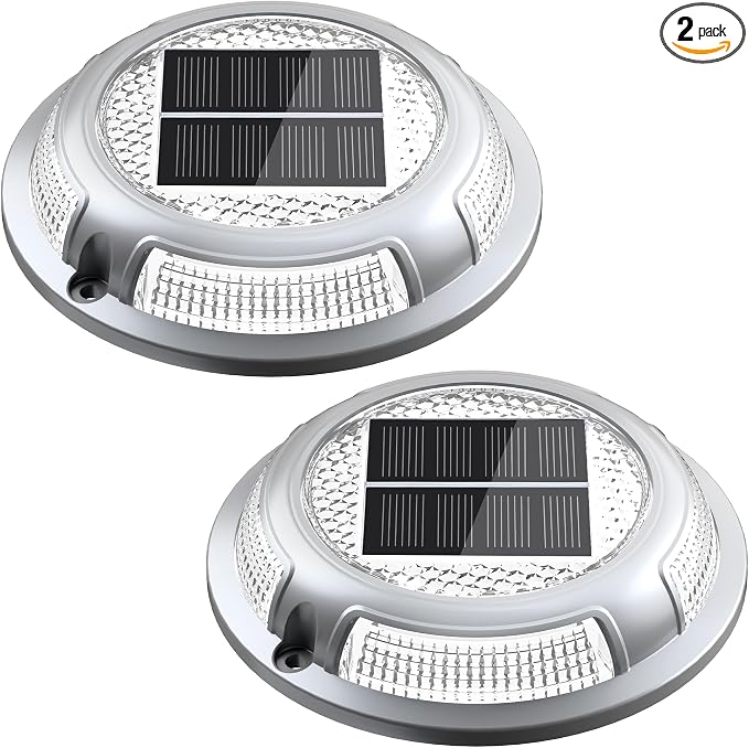 Solar Driveway Lights, 2 Pack Heavy Duty Driveway Lights Solar Powered 2 Color by NIBUUECER