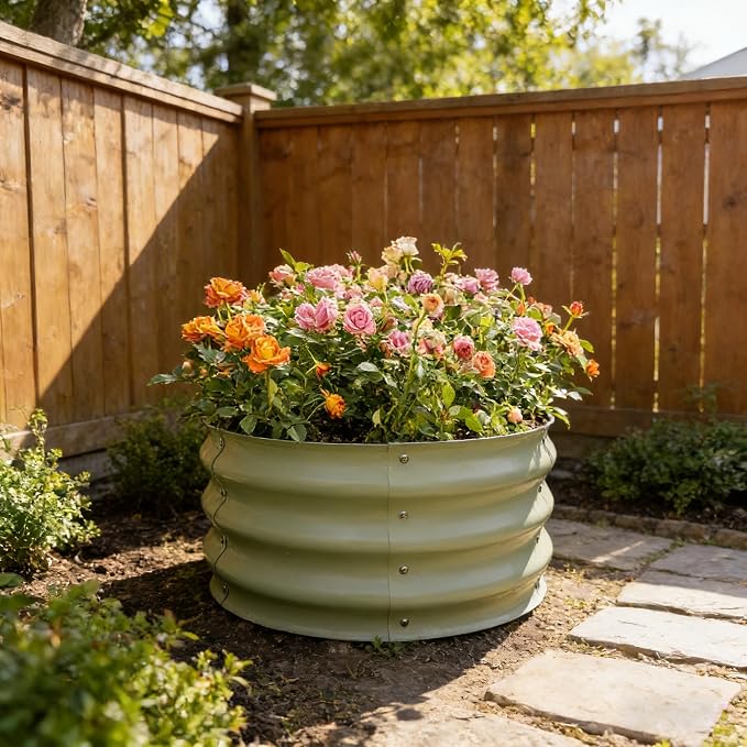 GARDMAX 2x2x1FT Galvanized Round Raised Garden Bed Kit, Metal Planter Boxes - Image 7