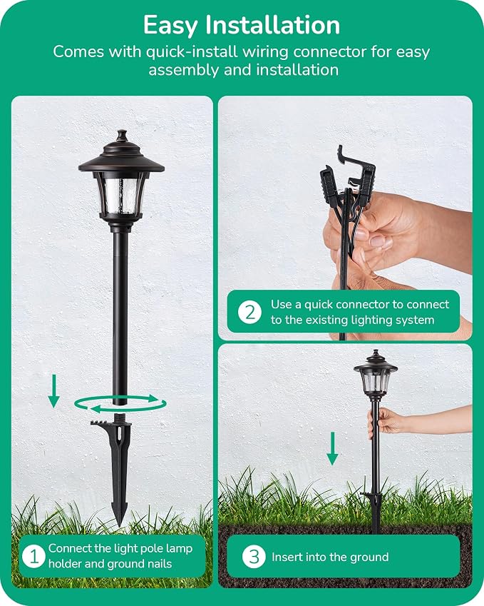 EDISHINE Low Voltage Pathway Lights Wired, 12V 3W 120LM 3000K Seed Glass - Image 5