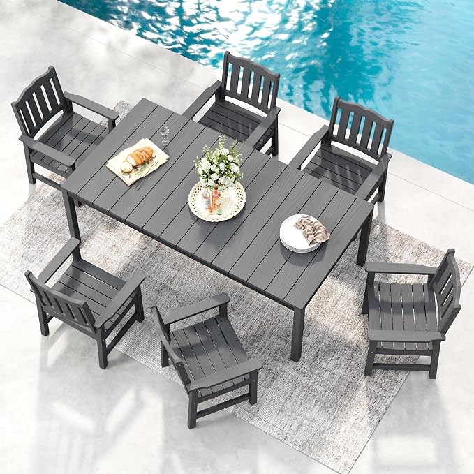 Stoog All-Weather Patio Dining Sets, 7 Pieces Patio Dining Table by Stoog