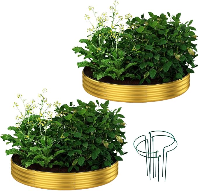 Galvanized Metal Planter Round Raised Garden Bed Kit by ZFHgarden
