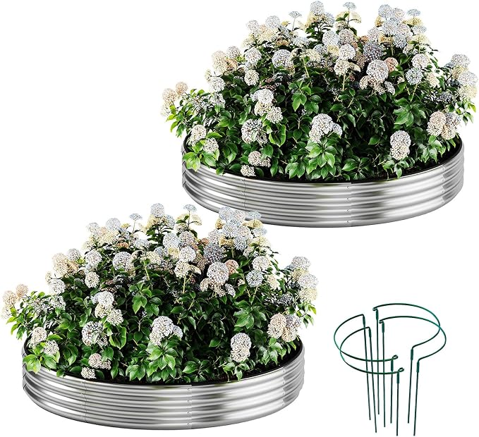 Galvanized Metal Planter Round Raised Garden Bed Kit by ZFHgarden