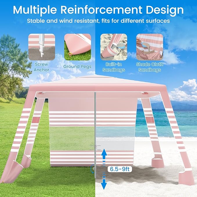 MoKo Beach Cabana, UPF 50+ Protection Easy Setup Beach Tent Sun Shelter - Image 3