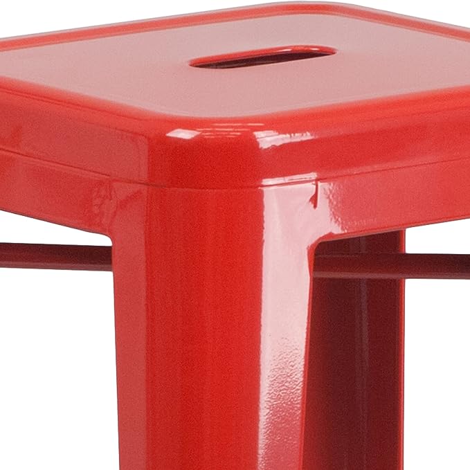 Flash Furniture Commercial Grade 30" High Backless Red Metal Indoor-Outdoor - Image 7