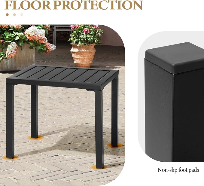 Crestlive Products Outdoor Side Table Set of 2, Aluminum Rectangular Side/End - Image 6