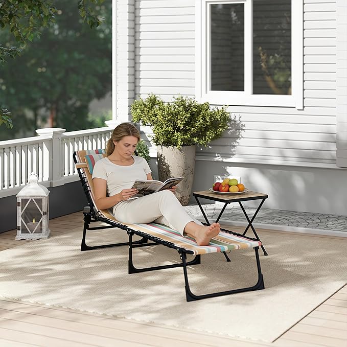 Outsunny Folding Chaise Lounge Chair, Patio Sun Tanning Chair, Outdoor Chaise - Image 9