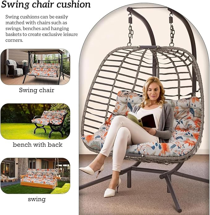 Outside Benches Cushion with Backrest, Thicken Waterproof Swing Cushions 2/3 - Image 2