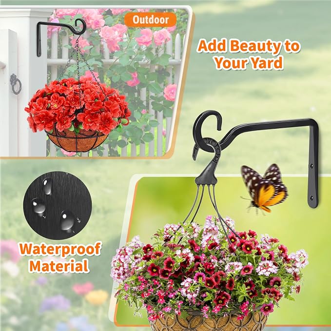 Plant Hangers Outdoor 4 Pack 10 Inch Metal Hanging Plant Bracket Metal Hanging - Image 4