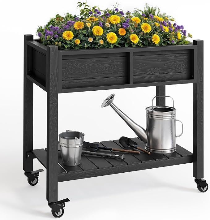 YITAHOME Raised Garden Bed, HIPS Poly Wood Elevated Planter Box by YITAHOME