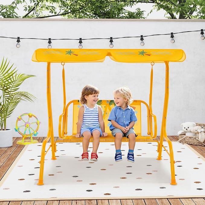 Costzon Kids Porch Swing, All-Weather Patio Swing Bench Hammock w/Adjustable - Image 8