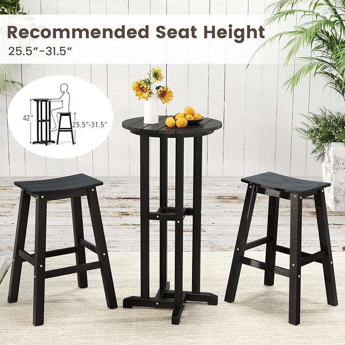 Tangkula 21.5" Round Bar Table, Patio HDPE Bar Height Dining Table w/Slatted - Image 7