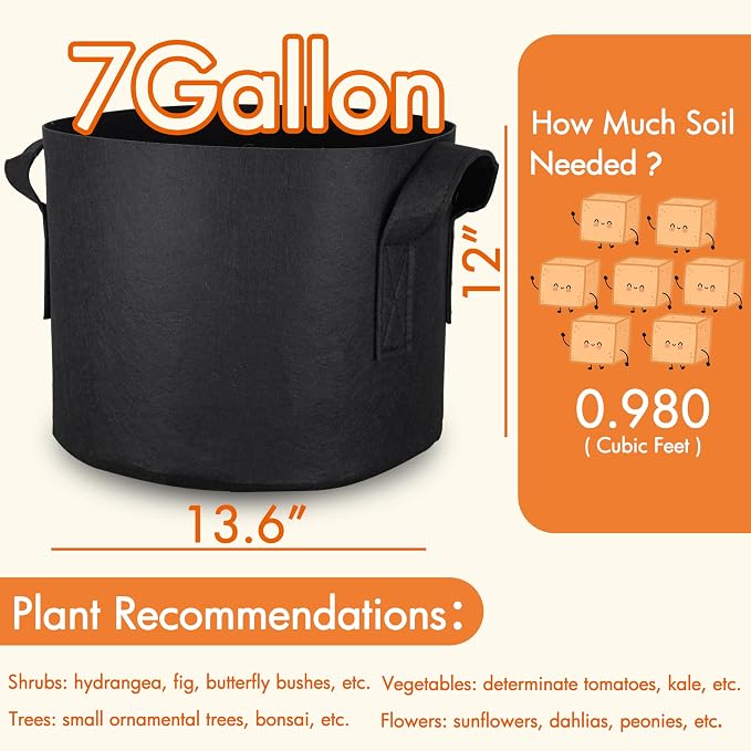 Gardzen 6-Pack 7 Gallon Grow Bags, Aeration Fabric Pots - Image 7
