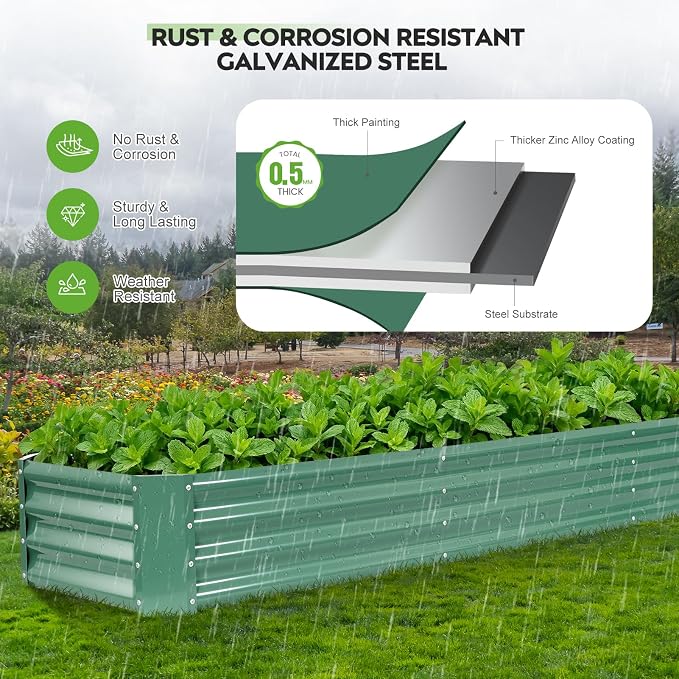 ZORMY 2 Pcs 8x2x1ft Galvanized Raised Garden Bed Outdoor, Metal Planter Boxes - Image 4