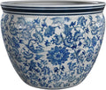 Red Lantern 14" Floral Blue & White Porcelain Fishbowl Planter or Cachepot by RedLantern