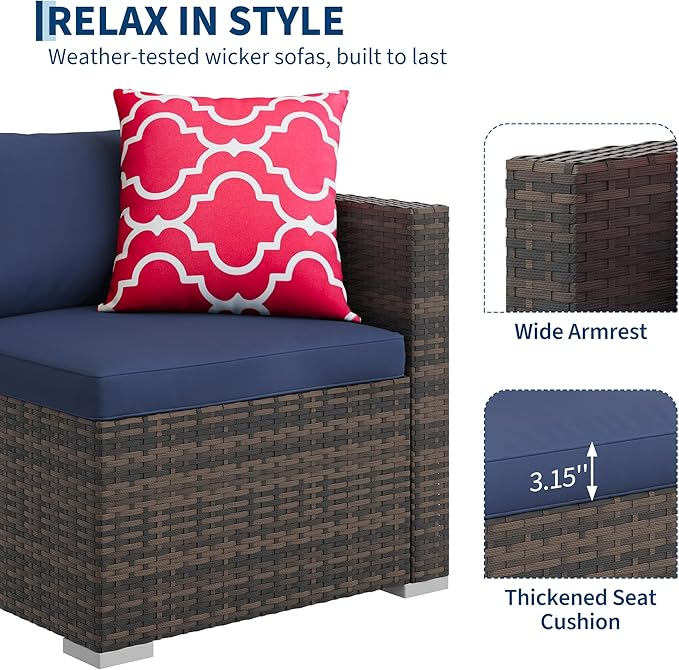 GAOMON 5-Piece All-Weather Patio Furniture Set, Convertible Outdoor Sectional - Image 6