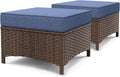 2-Piece Easy Assembly Outdoor Patio Ottomans, All-Weather PE Wicker Footrest by NUSBAY