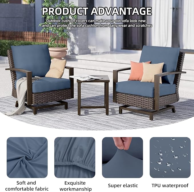 8Pcs Outdoor Cushion Covers, Patio Cushion Covers, Stretch Elastic Slipcovers - Image 3