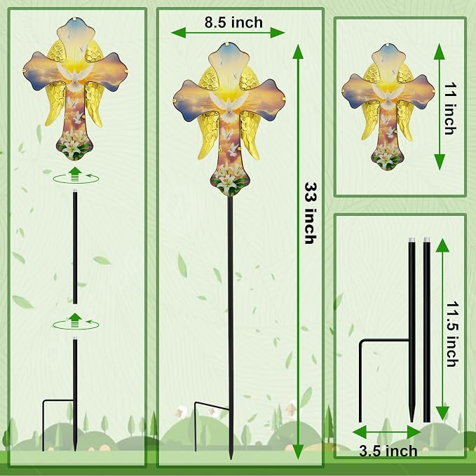 Solar White Dove Cross Garden lamp - Image 2