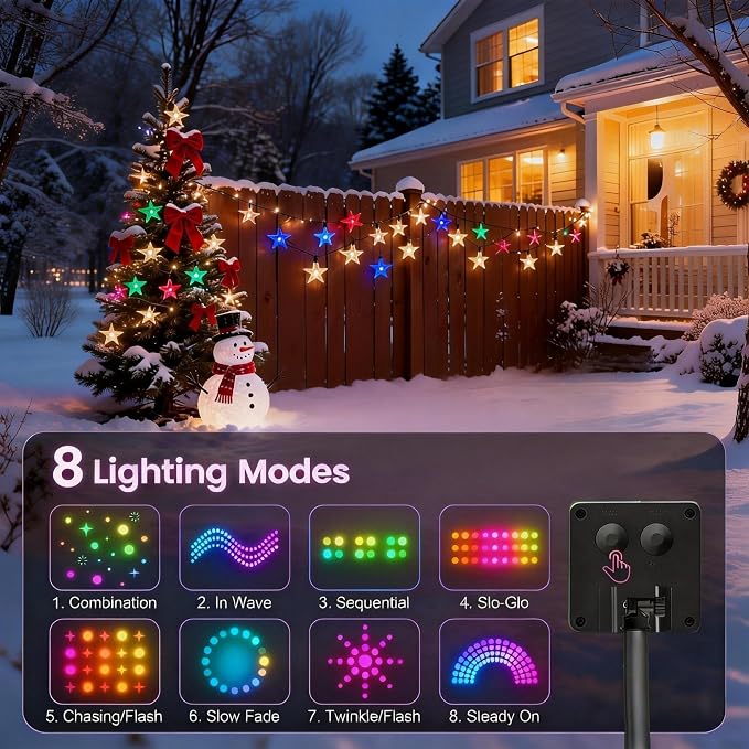 Twinkle Solar Star String Lights Outdoor Waterproof Fairy Lights 39FT 100 LED - Image 5