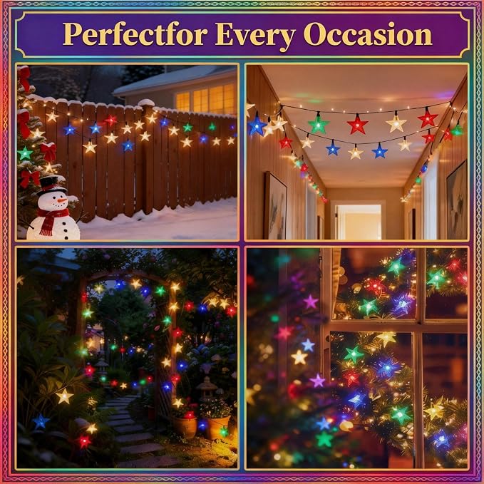 Twinkle Solar Star String Lights Outdoor Waterproof Fairy Lights 39FT 100 LED - Image 6