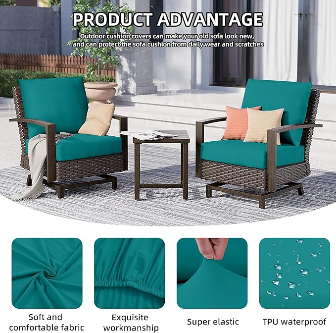 12Pcs Outdoor Cushion Covers, Patio Cushion Covers, Stretch Elastic Slipcovers - Image 3