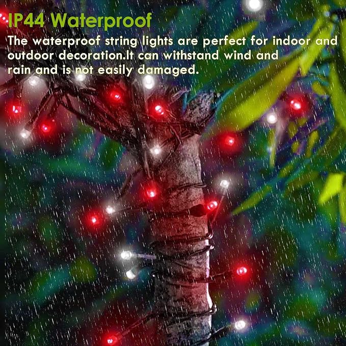 75.8 FT 200 LED Red and White Christmas Lights Outdoor Indoor, Timer & Memory - Image 5