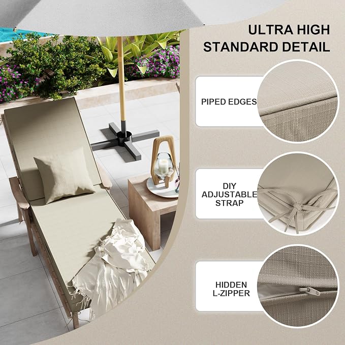 Outdoor Water-Resistant Olefin Chaise Lounge Cushions - Image 6