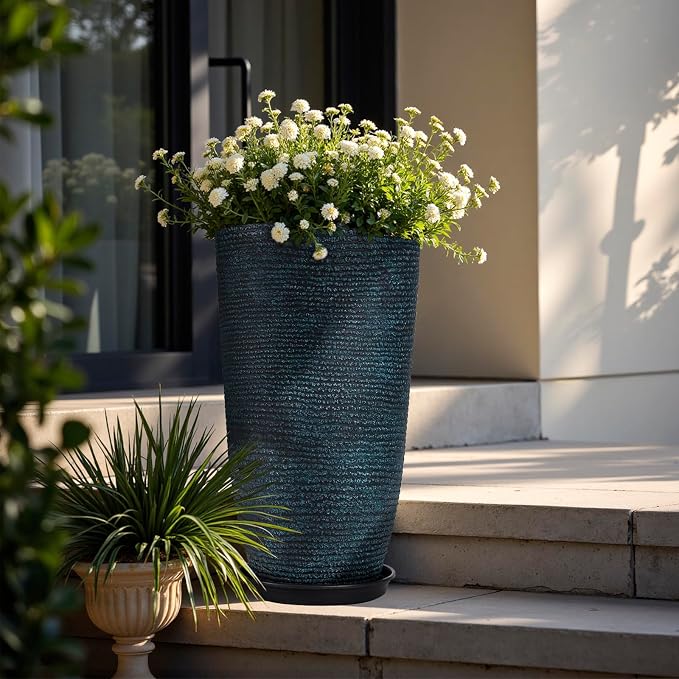QCQHDU Set of 2 Large Tall Blue Planters - Image 8