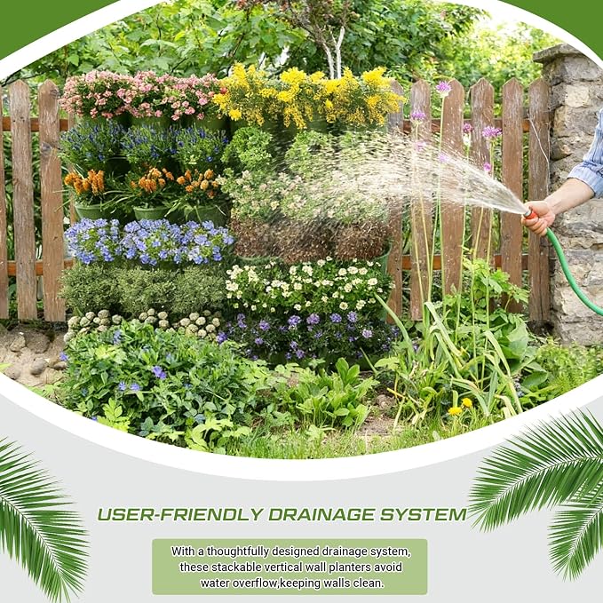 30 Set 60 Pocket Vertical Stackable Wall Planters Kit Outdoor Self Watering - Image 8