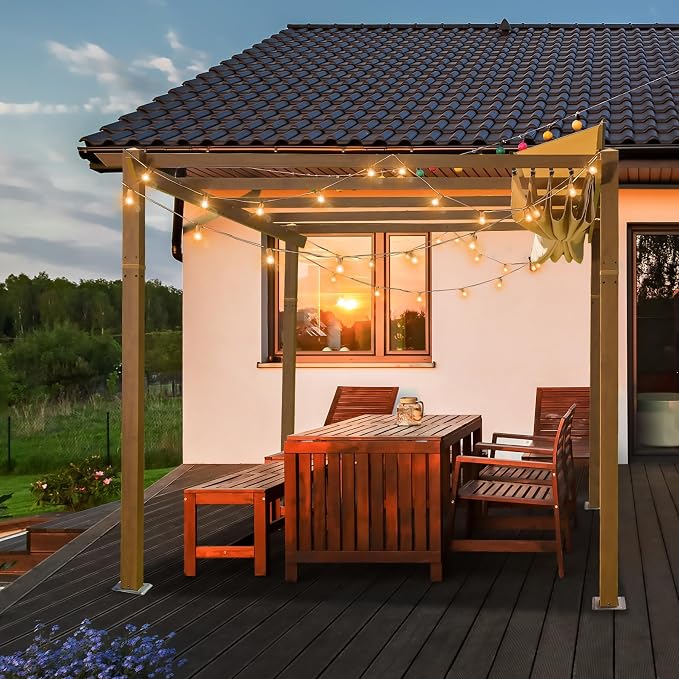 Domi 9’ x 13’ Outdoor Retractable Pergola Against The Wall - Image 9
