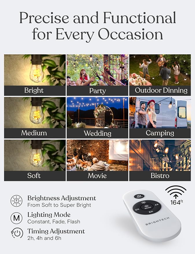 Brightech Ambience Pro Super Bright 48 Ft, 15 Bulbs Solar Power Remote Control - Image 7