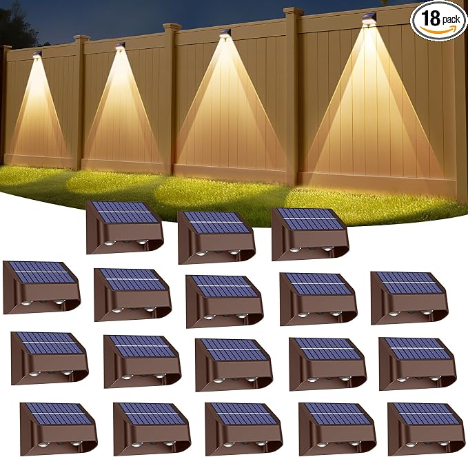 Super Long Lasting Solar Fence Lights Outdoor, Deck Lights Waterproof, Dusk to by Yivsen