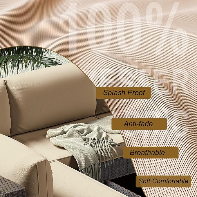 14 Piece Outdoor Patio Cushion Cover Replacement, Waterproof Patio Cushion - Image 4