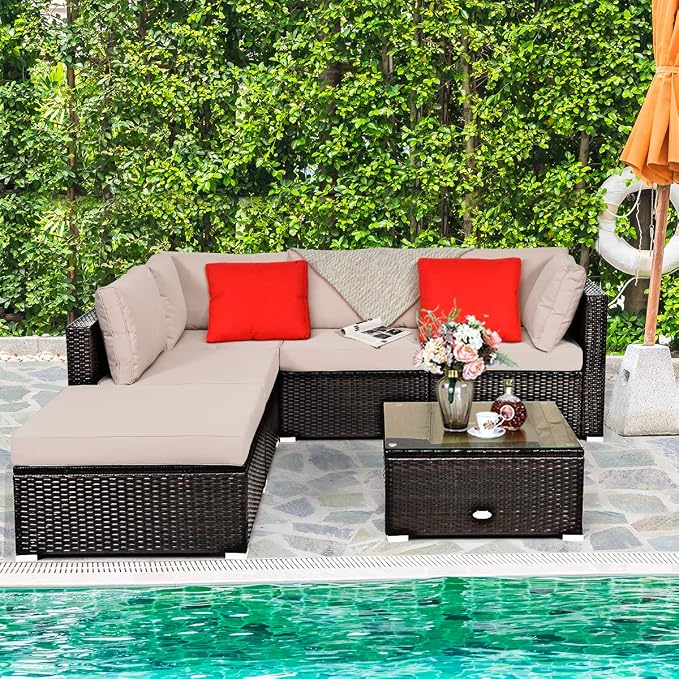 Tangkula 6 Piece Patio Furniture Set, Outdoor Deck Lawn Backyard Durable Steel - Image 3