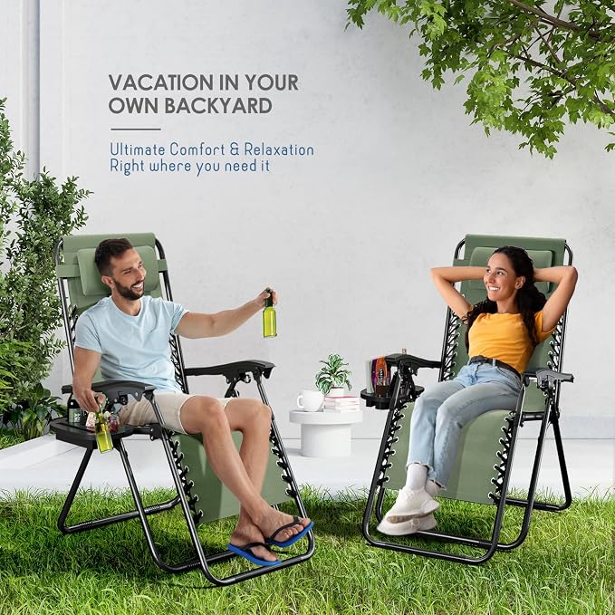 Nestl Zero Gravity Chairs Set of 2, Patio Lounge Chair Outdoor - Image 9
