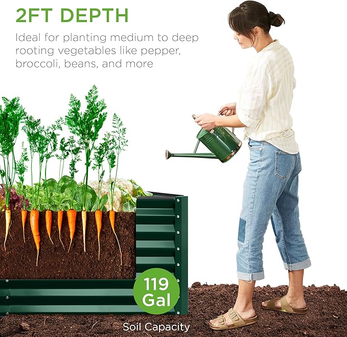 Best Choice Products 4x2x2ft Outdoor Metal Raised Garden Bed, Deep Root Planter - Image 2