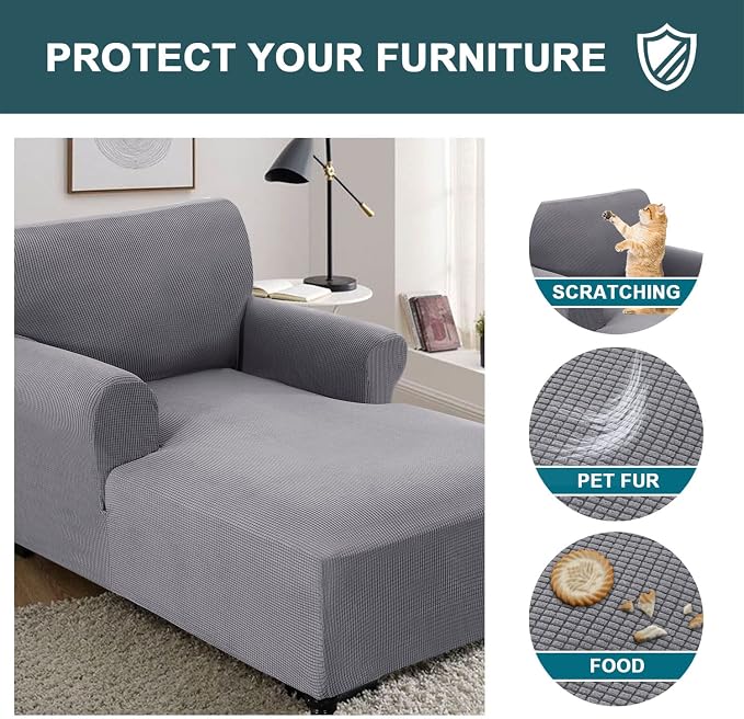 FantasDecor Chaise Lounge Cover Stretch Chair Lattice Slipcover - Image 5
