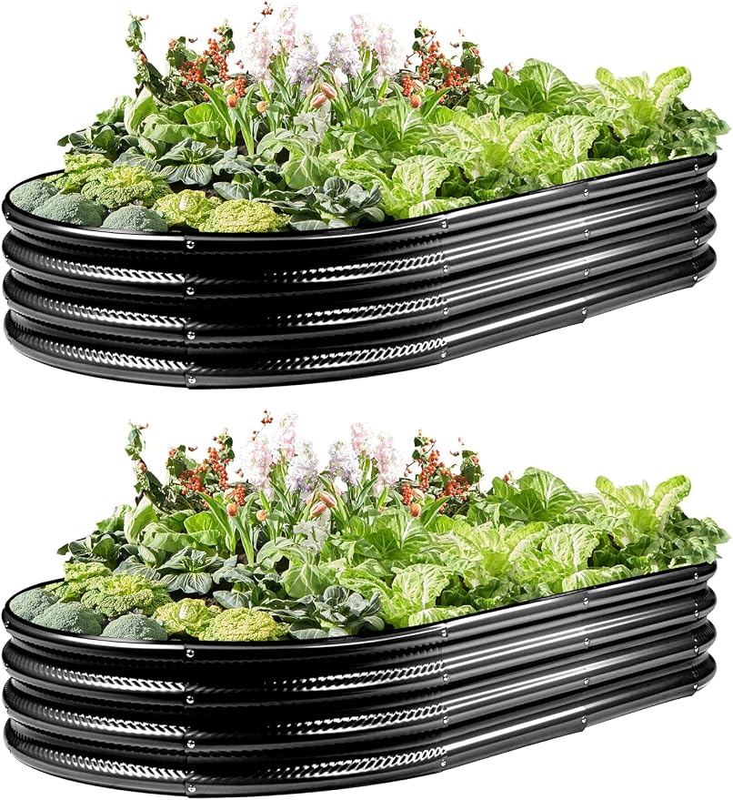 2 Pack Raised Garden Bed Kits, Easy Assembly Metal Raised Bed by Gartist