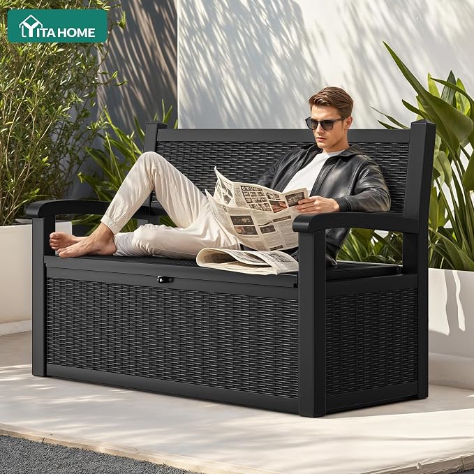 YITAHOME 70 Gallon Storage Bench Deck Box, Lockable Patio Bench, Waterproof - Image 3