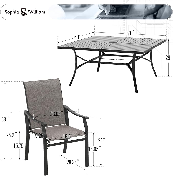 Sophia & William Patio Dining Set 9 Pieces, 8 Quick Dry Textilene Chairs and 1 - Image 7