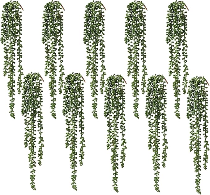 10 Pcs Artificial Succulents Hanging Plants, Fake String of Pearls Greenery by dallisten