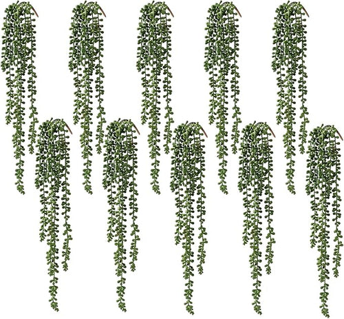 10 Pcs Artificial Succulents Hanging Plants, Fake String of Pearls Greenery by dallisten