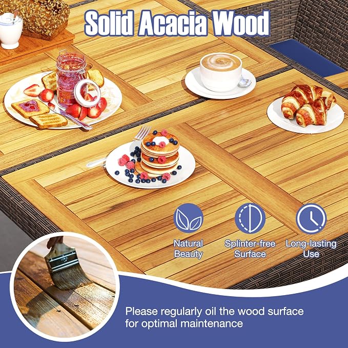 Tangkula 9 Pieces Rattan Outdoor Dining Set - Image 8