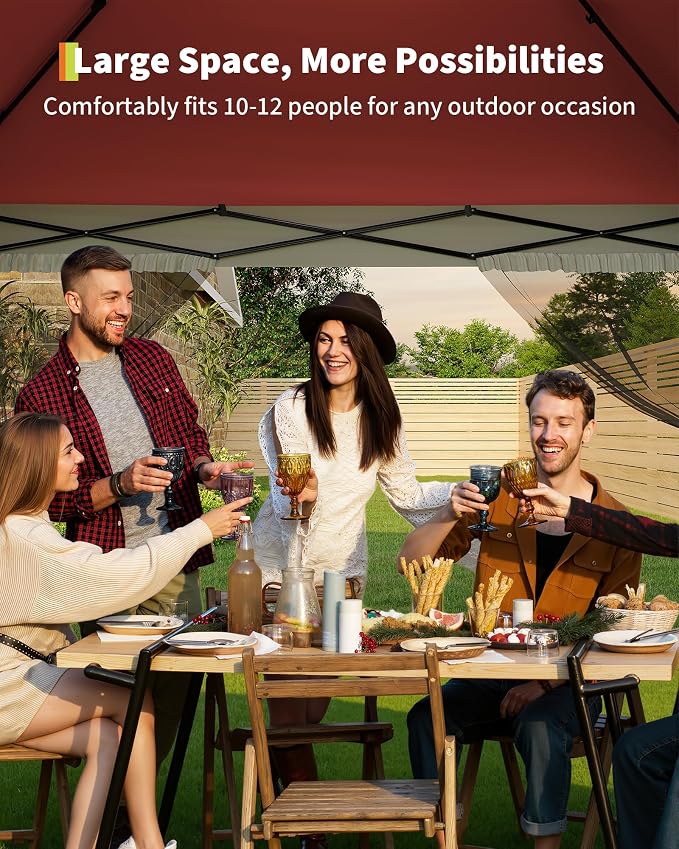 Canopy Tent 12x12 ft, Pop Up Gazebo One-Push Setup - Image 5