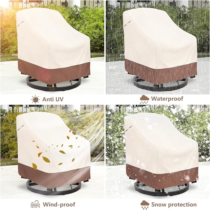Outdoor Swivel Chair Cover 2 Pack, Outdoor Furniture Patio Chair Covers - Image 8