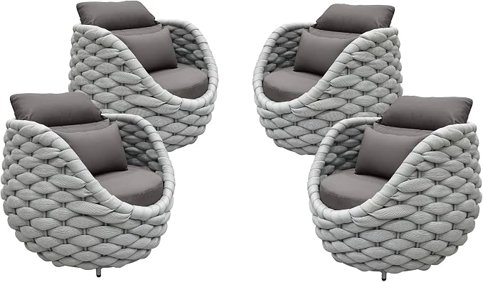 TWT 4 Pieces Patio Sofas All-Weather Teslin Rope Balcony Furniture - Image 5