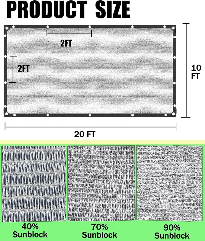 90% Sun Block Aluminum Foil Shade Cloth, - Image 6